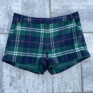 Hive And Honey Blue and Green Plaid Wool Blend Shorts Women's Size Large